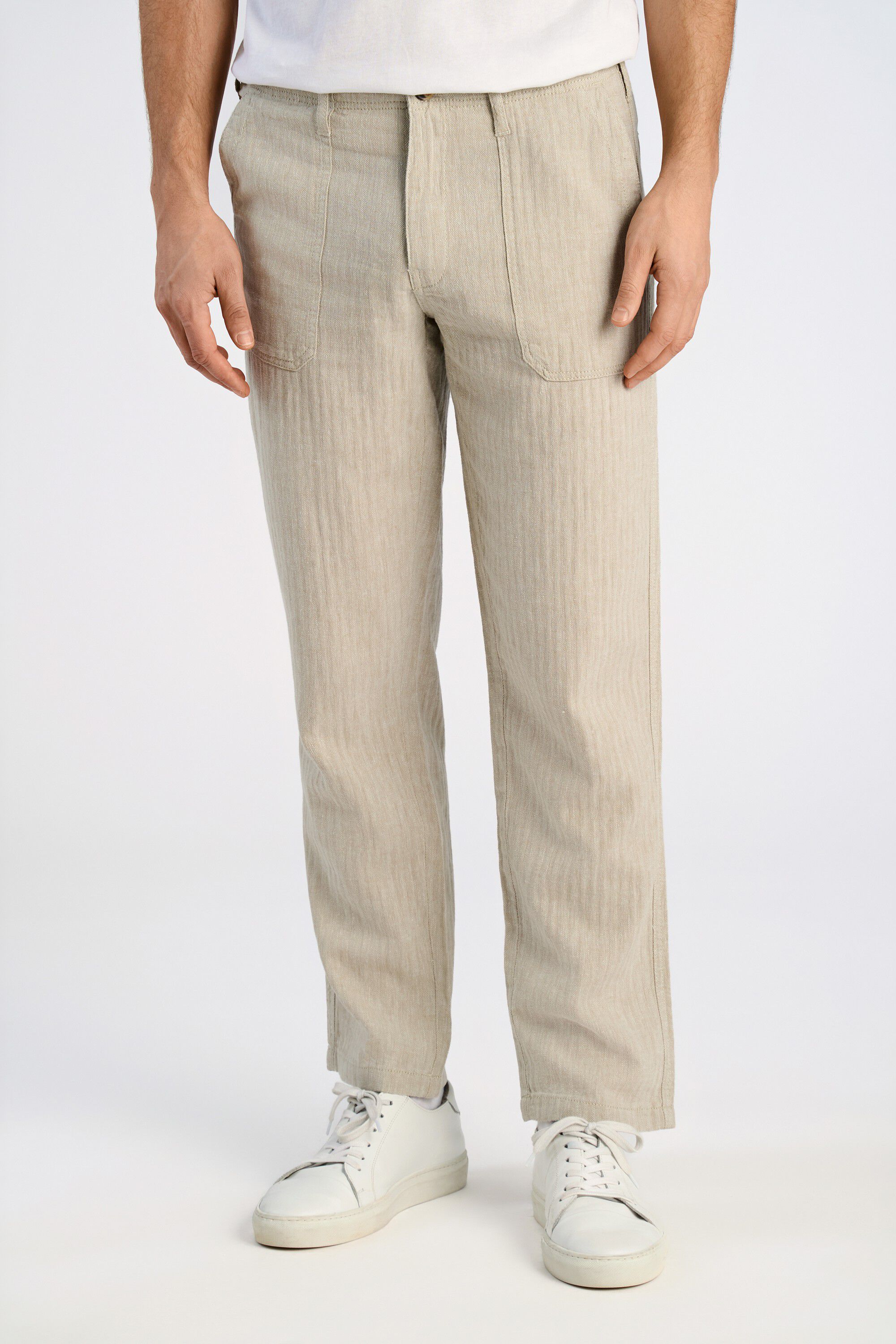 Linen blend herringbone pants