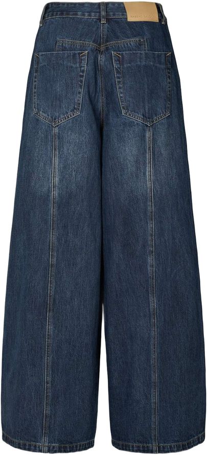 Patchwork denim wide leg pants - La