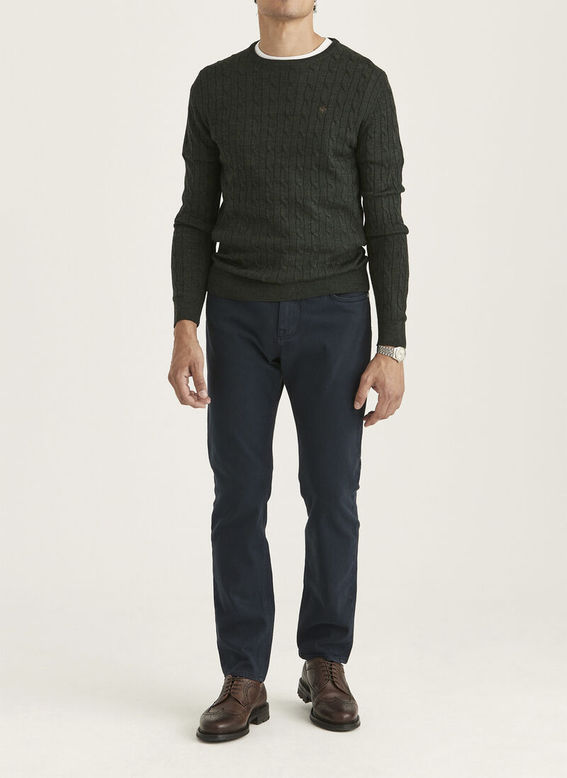 Merino Cable Oneck / 77 Olive / S