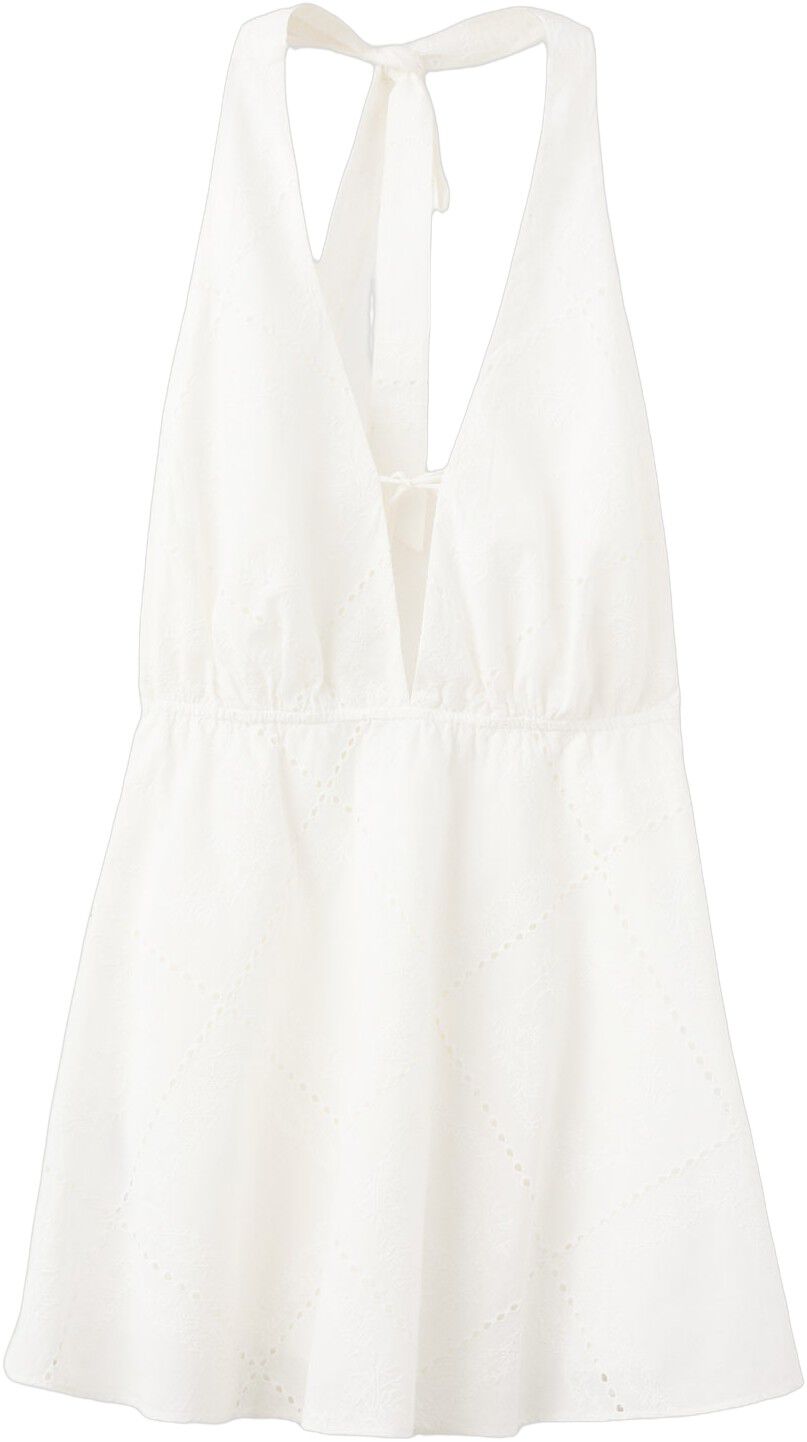 Halter dress with lace embroidery