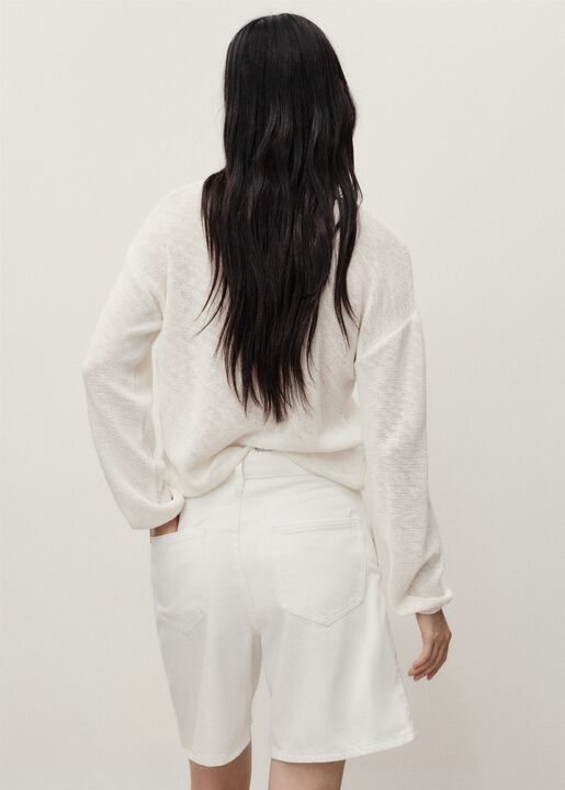 Mid-rise denim bermuda shorts with