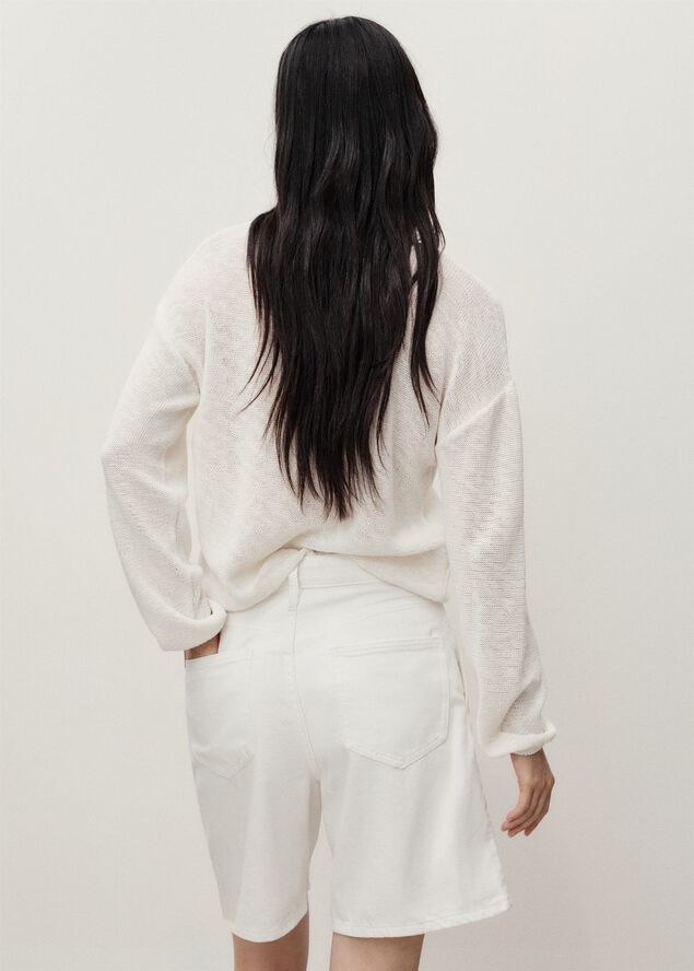 Mid-rise denim bermuda shorts with