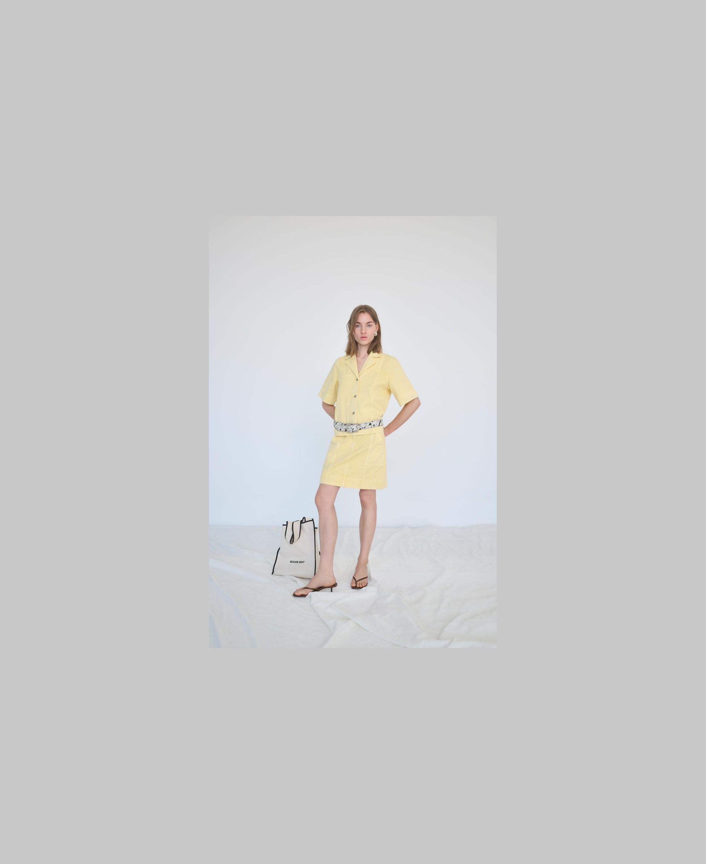 ROUJOLIE 2/4 RESORT COLLAR DENIM SH