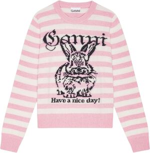 Striped Graphic Wool Mix Bunny Crew