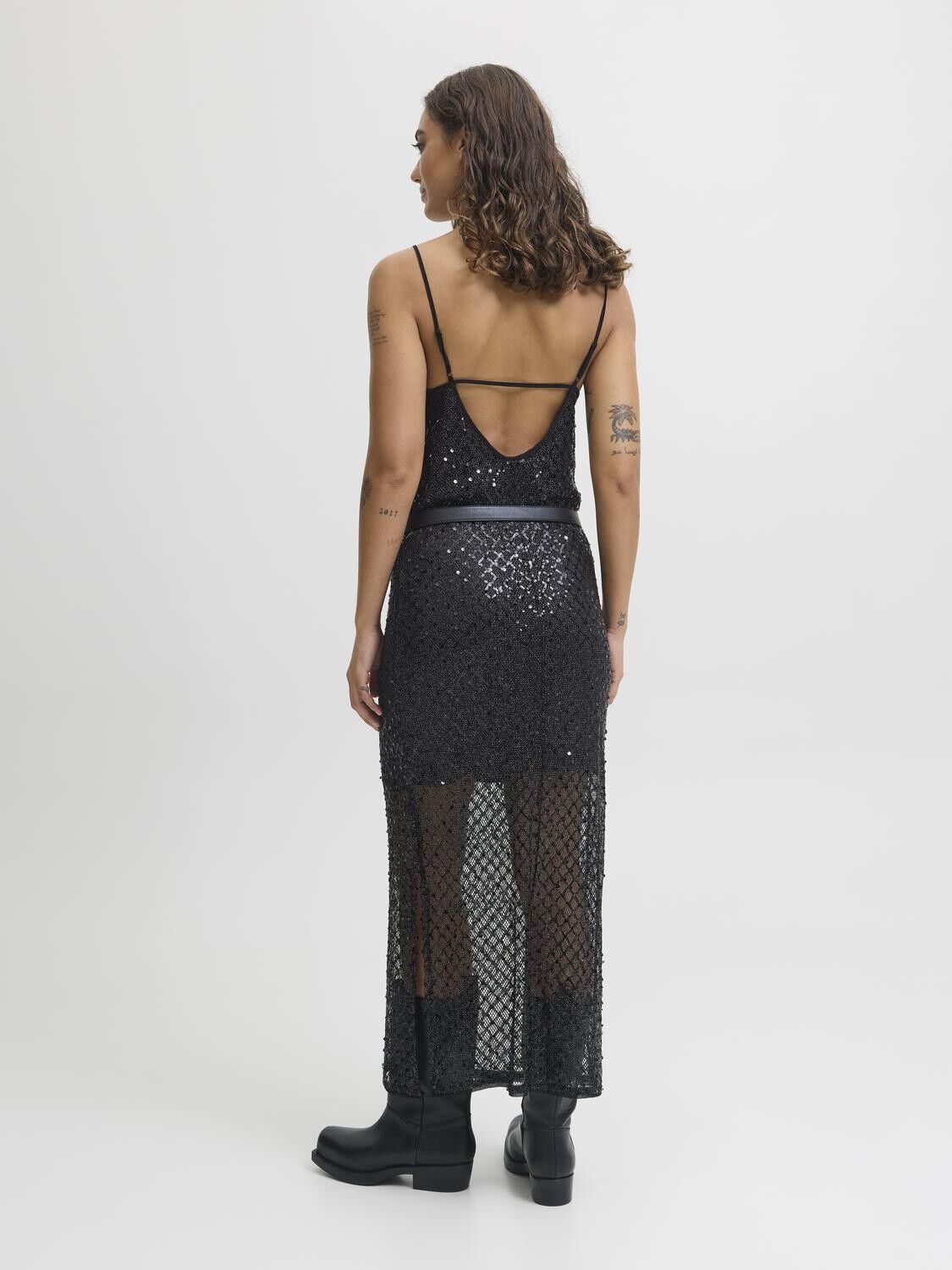 JXFIE GLITTER LONG DRESS WVN LN