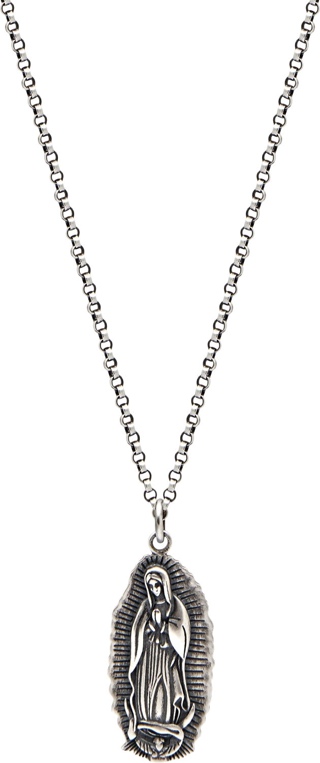 Men's Stainless Steel Necklace with Our Lady of Guadalupe Pendant