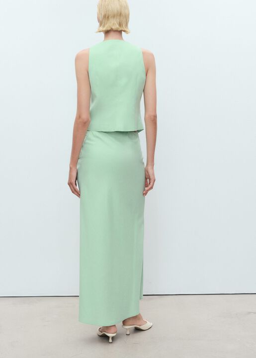 Linen-blend straight skirt