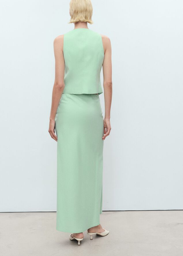 Linen-blend straight skirt