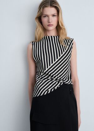 Striped perkins collar blouse