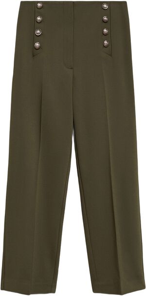 Straight trousers with jewel button