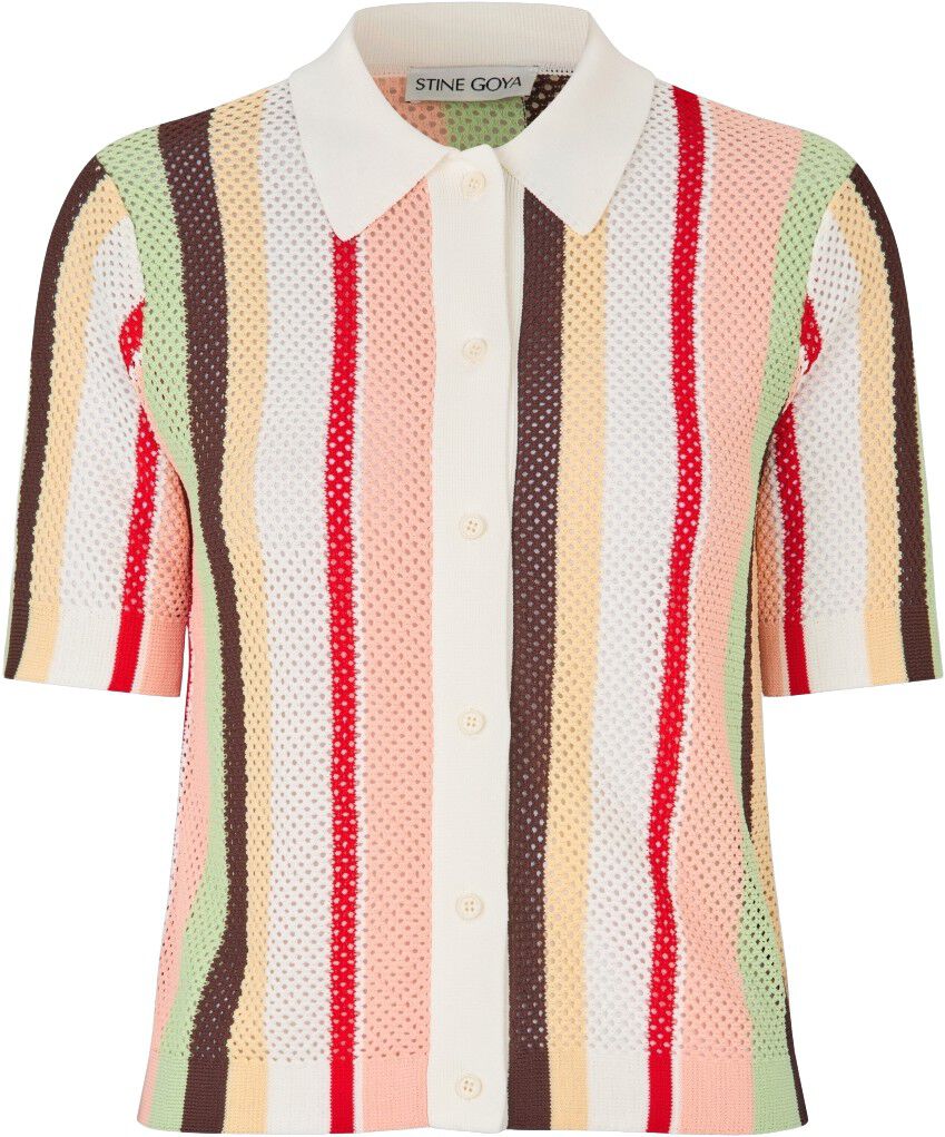 2100 Tricot Knit, Short Sleeve Crochet Polo