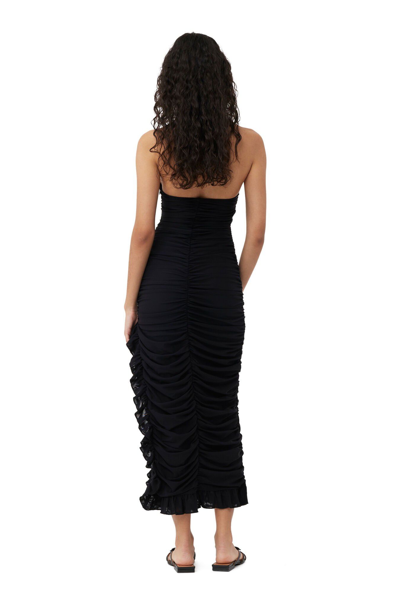 Mesh Halterneck Gather Dress