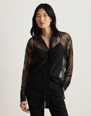 LT WT FLORAL LACE-WVN-SHIRT