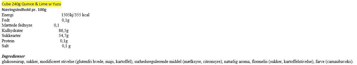 Cube 240g Quince & Lime w Yuzu