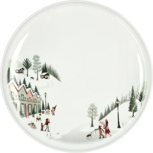 Tallerken flad lige kant Vinter 26 cm Hvid Ovnfast porcelæn