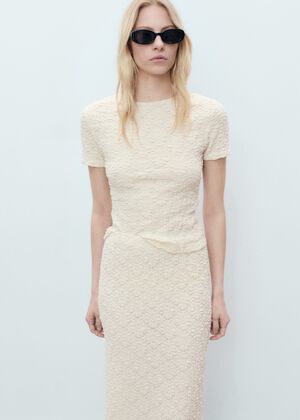 Textured cotton-blend t-shirt