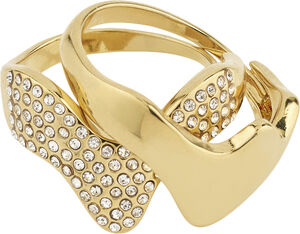 CONNECT recycled 2-in-1 set crystal rings gold-plated