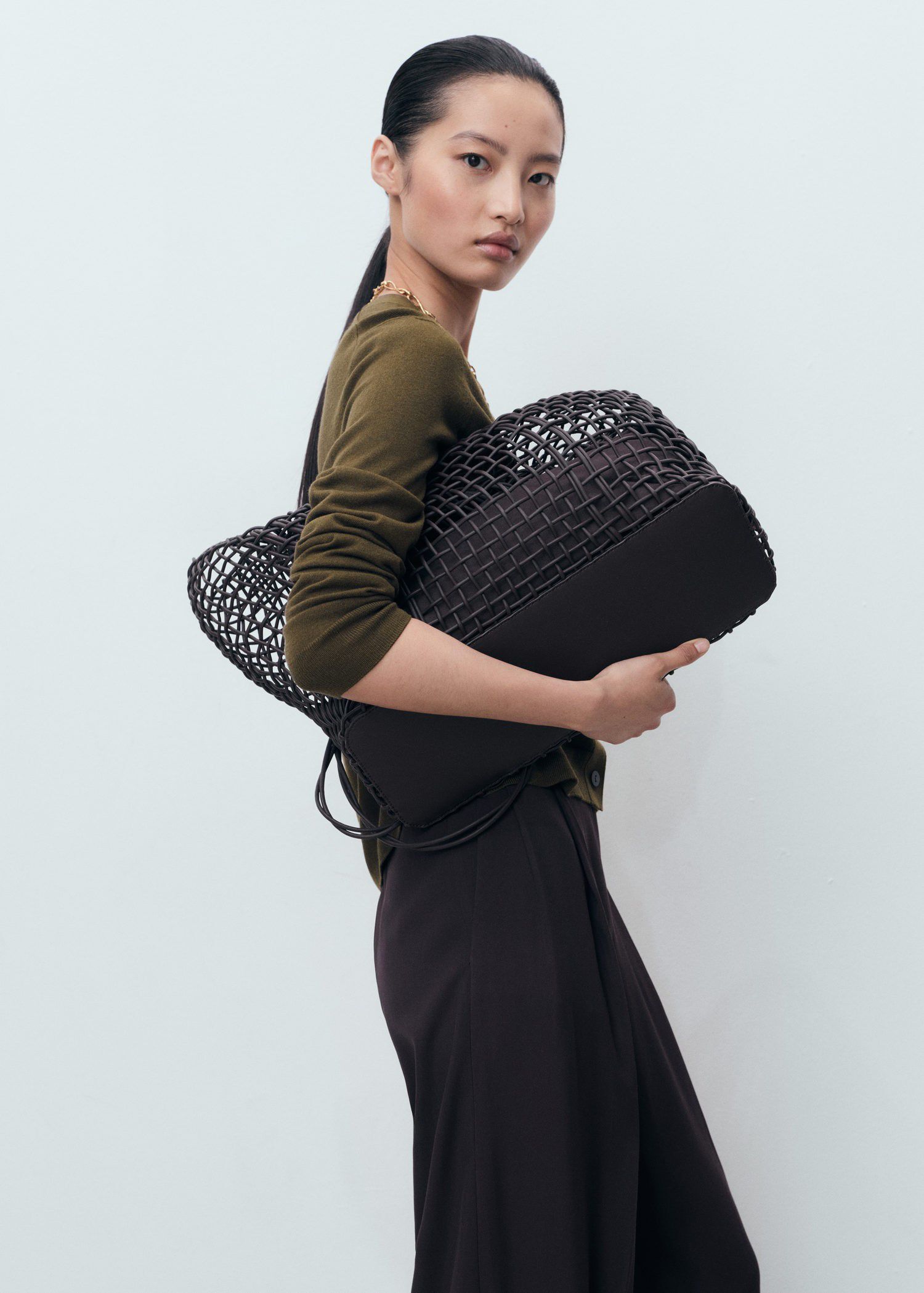 V-neck knitted cardigan