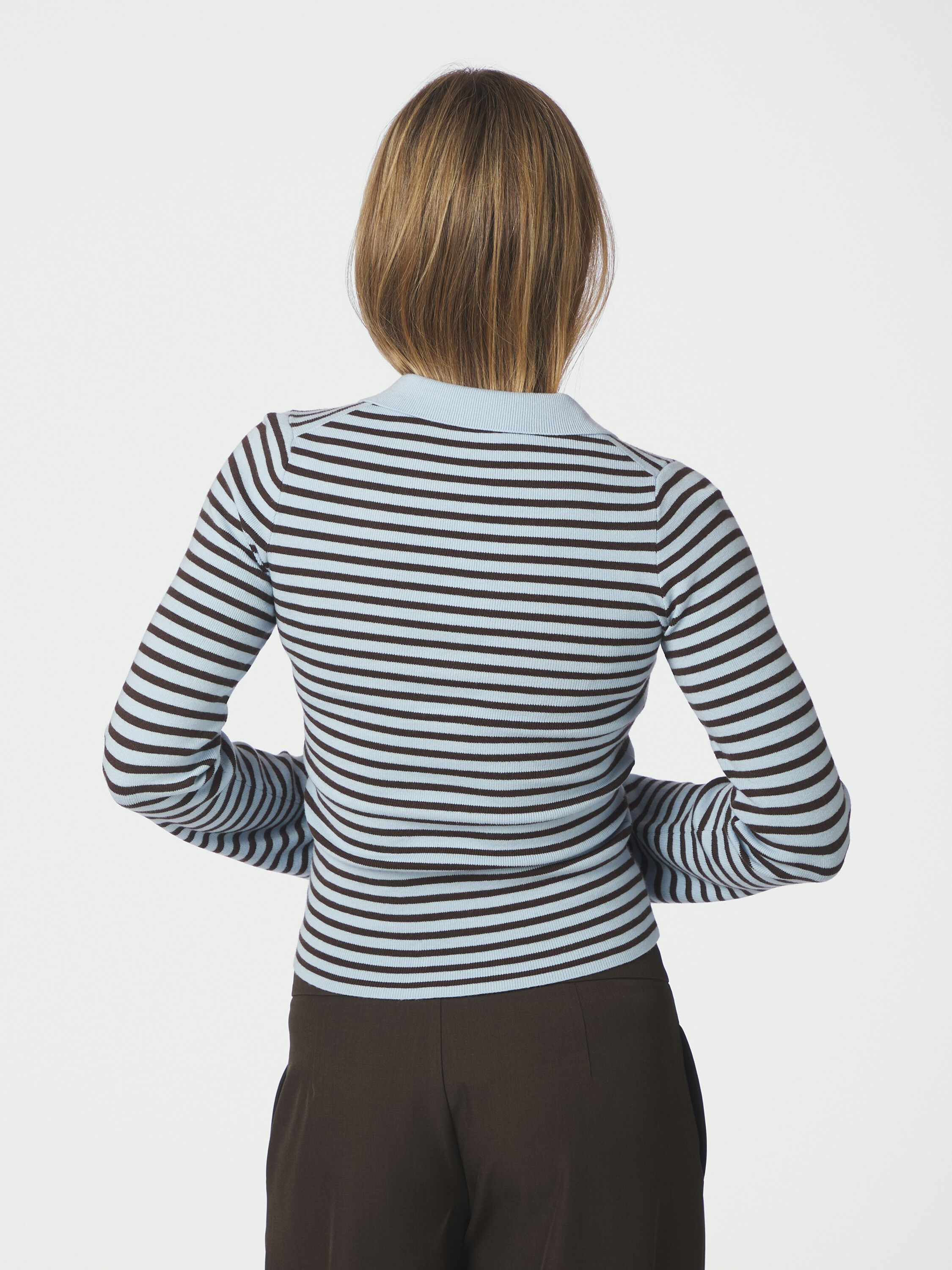 Fannya Ls Striped Knit Polo