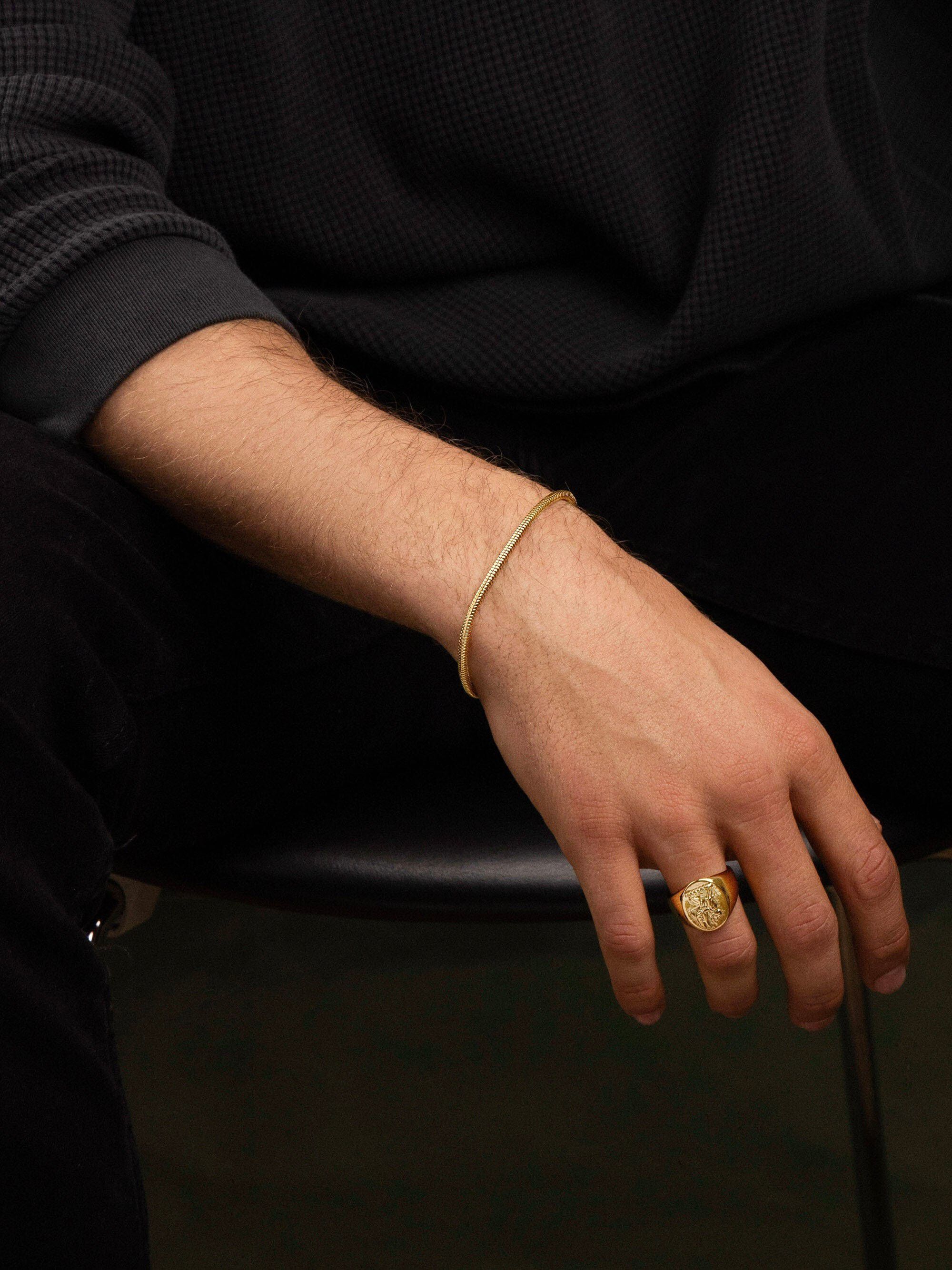 Men's Gold Plated Sterling Silver Round Chain Bracelet