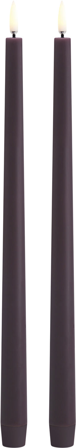 LED taper candle, Plum, Smooth, 2,3x32 cm / 2-pack