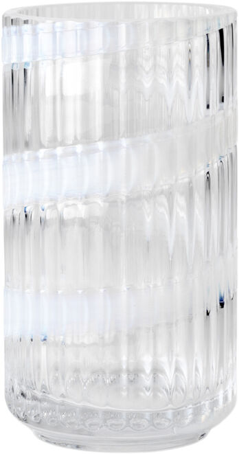 Lyngby Vase H15. 5 cm swirl hvid mundbl&aelig;st glas