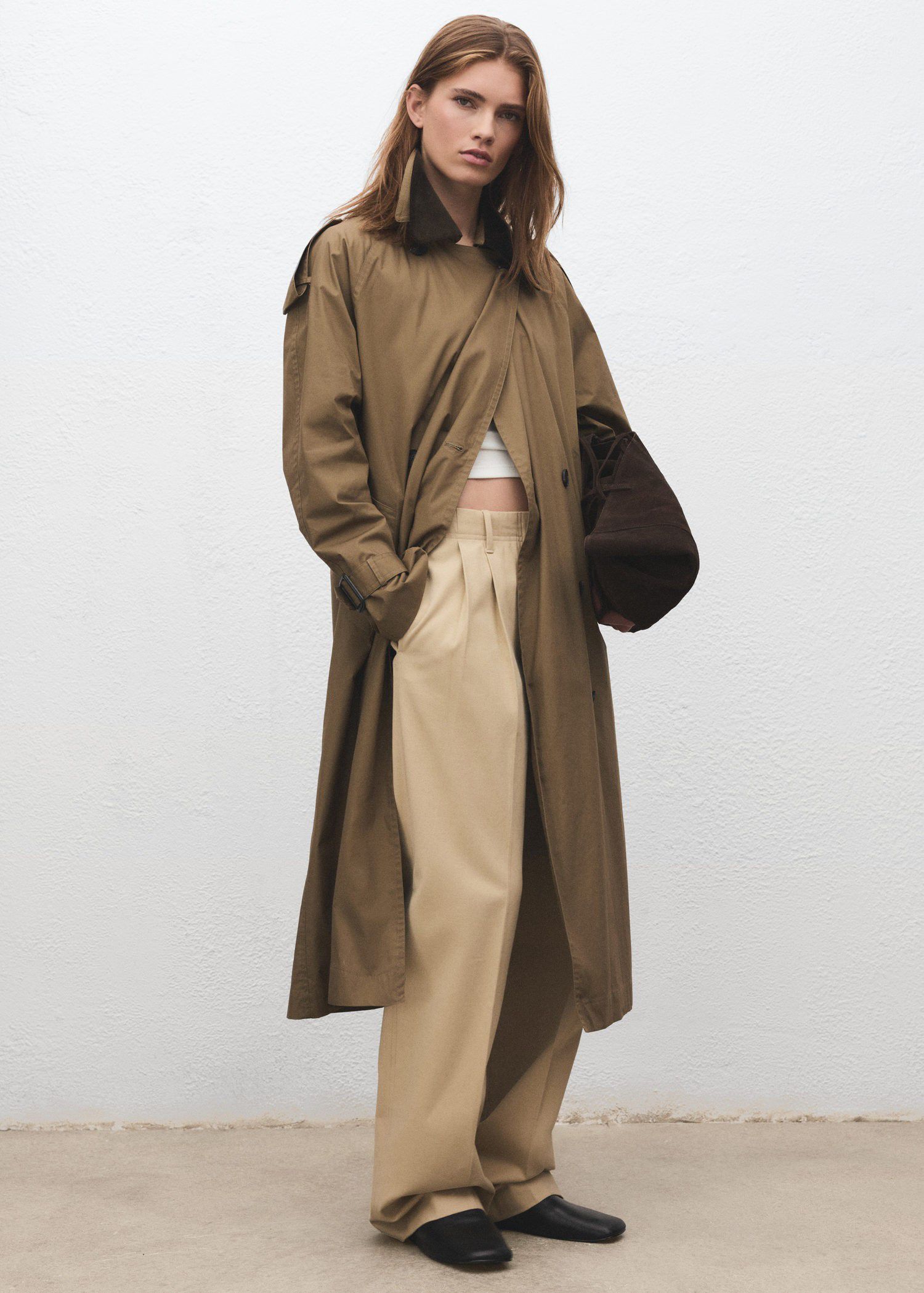 Suede leather shopper bag