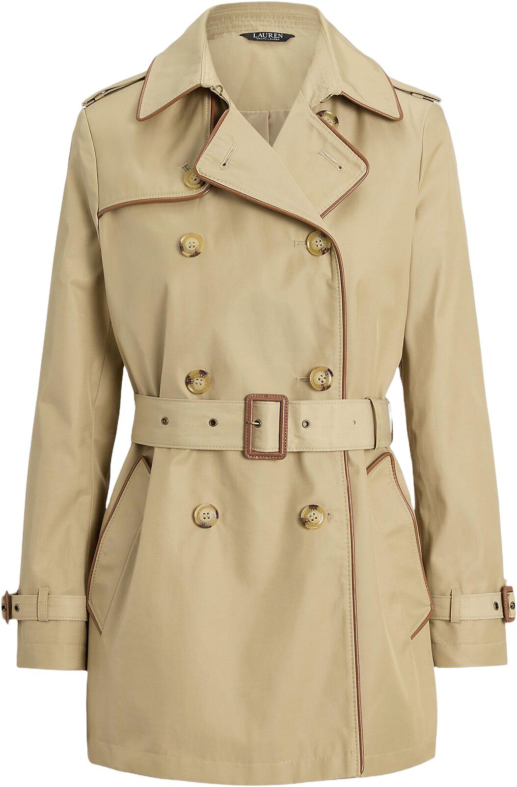 Double-Breasted Cotton Blend Trench Coat