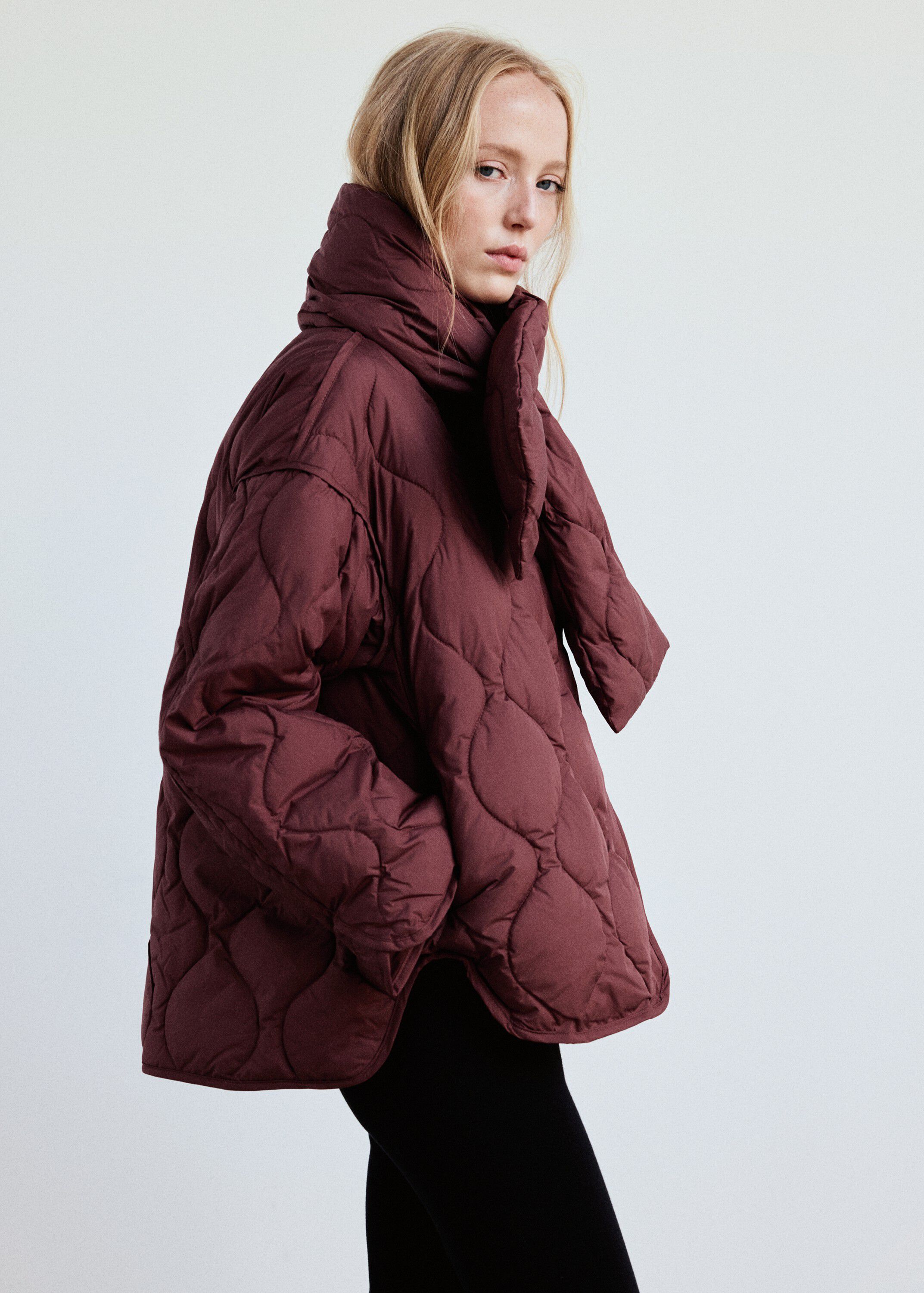 Padded anorak with removable scarf