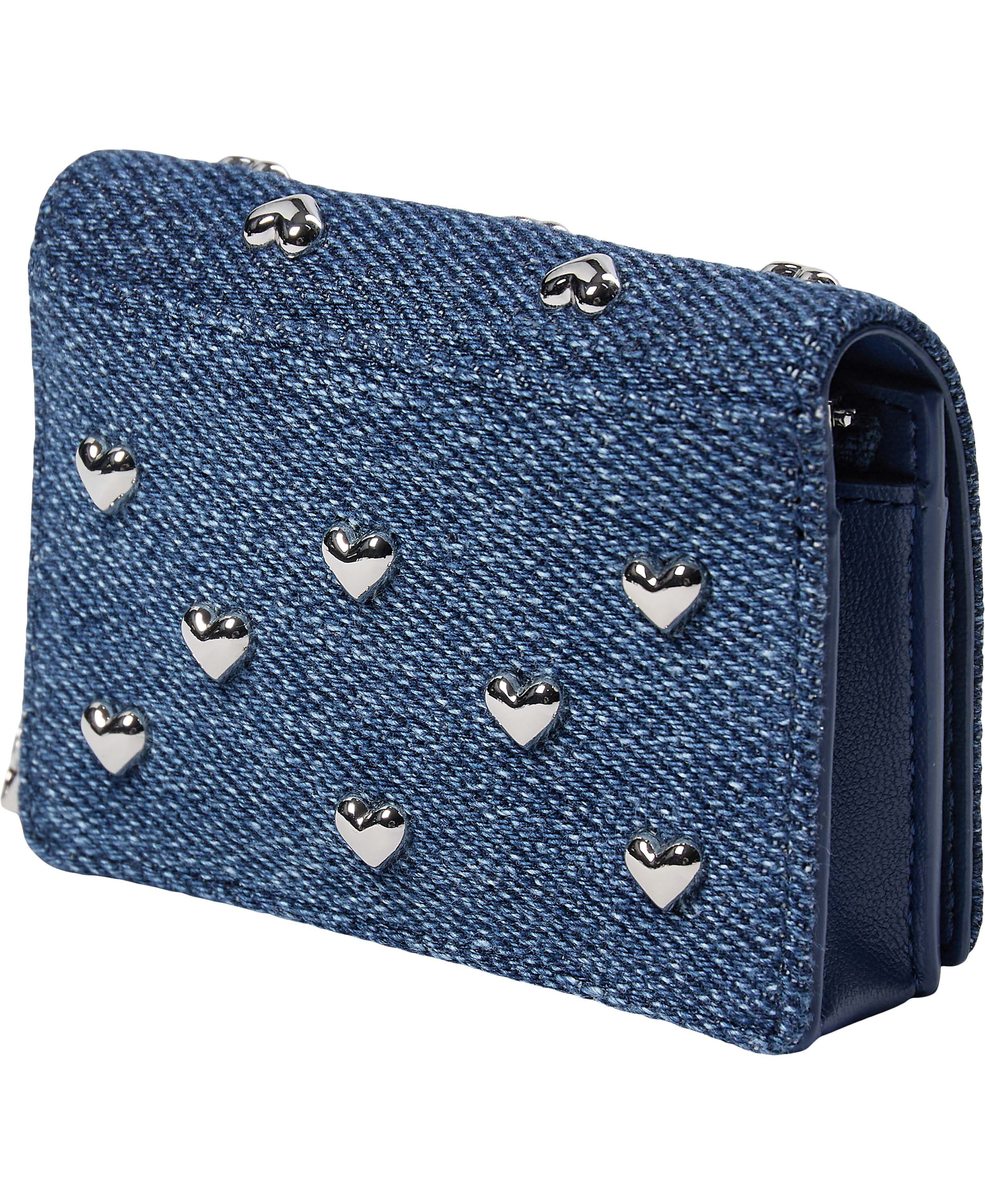 Card Holder With Flap Heart Studs