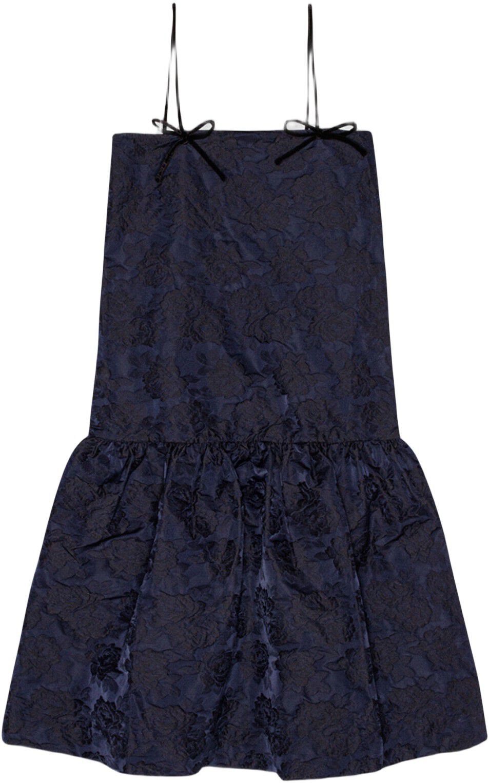 Botanical Jacquard Strap Midi Dress