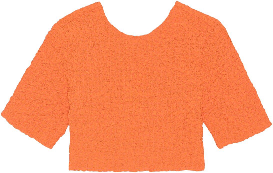 Orange Cotton Poplin Cropped Smock Top
