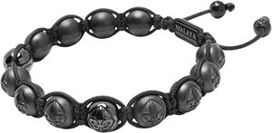 Men's Beaded Bracelet with Matte Black & Glossy Black Cerami