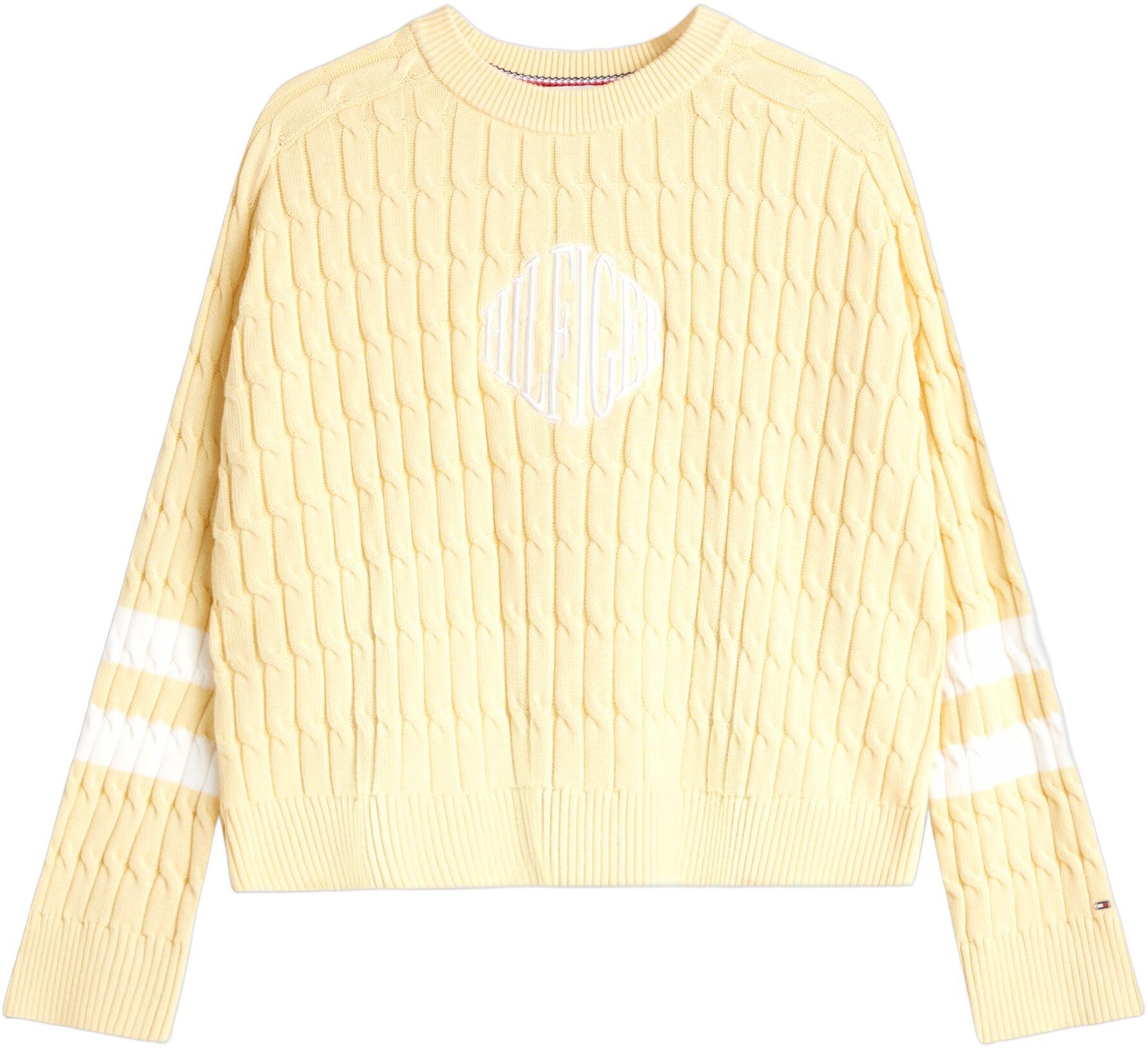 Logo Embroidery Relaxed Cable Knit Jumper