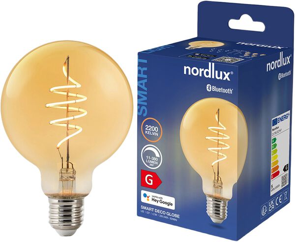 Smart E27 G95 Deco 2200 Kelvin 380 Lumen Pære Ravfarvet