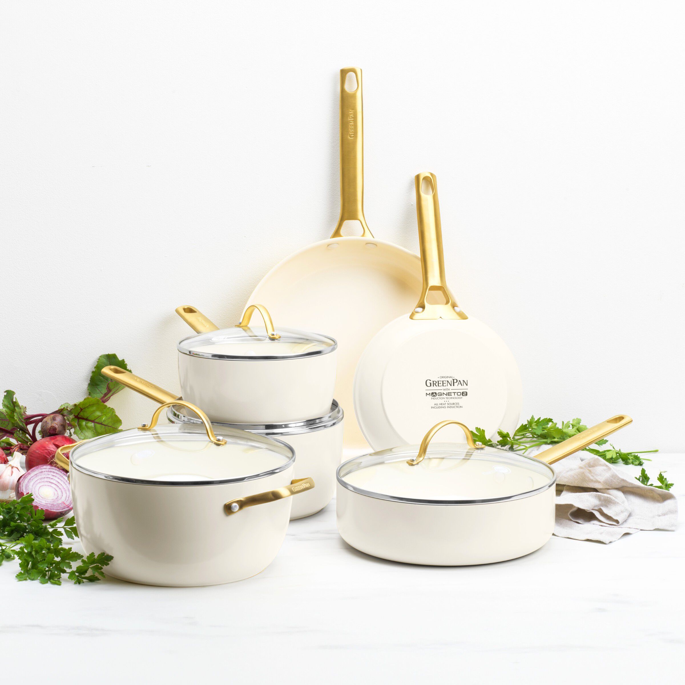 Greepan Padova Cookware set 610pcs Cream White