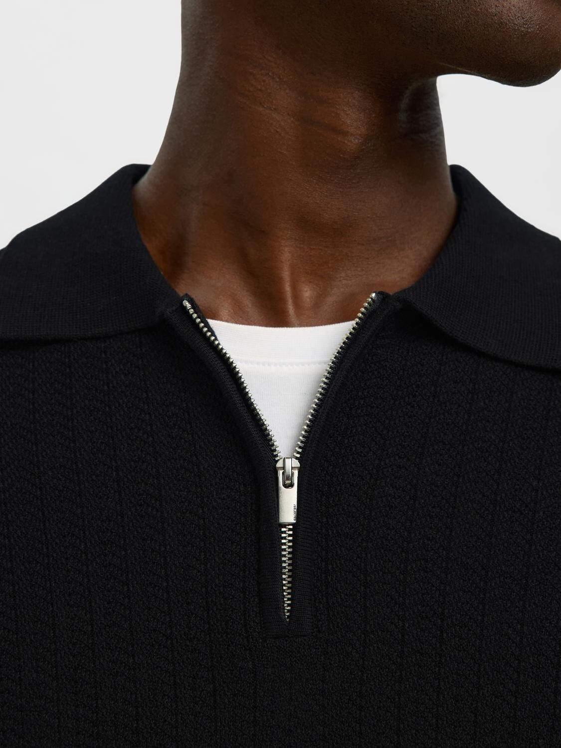 SLHCRAN LS KNIT STRUCTURE HALF ZIP