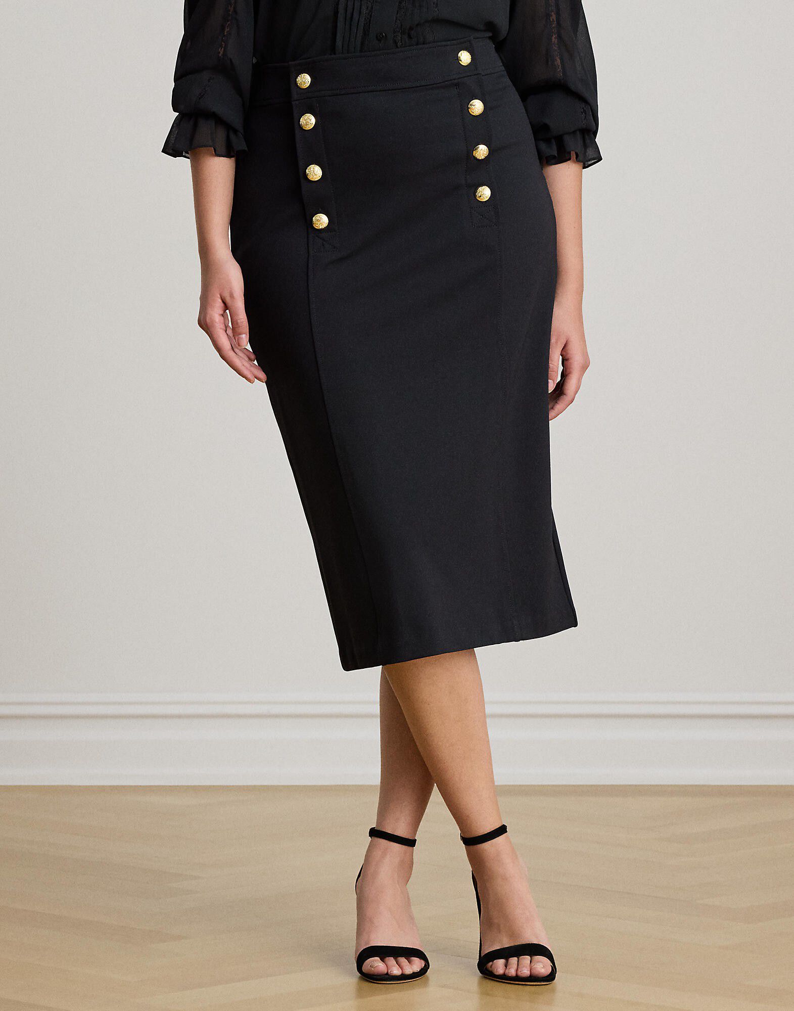 Stretch Ponte Sailor Pencil Skirt