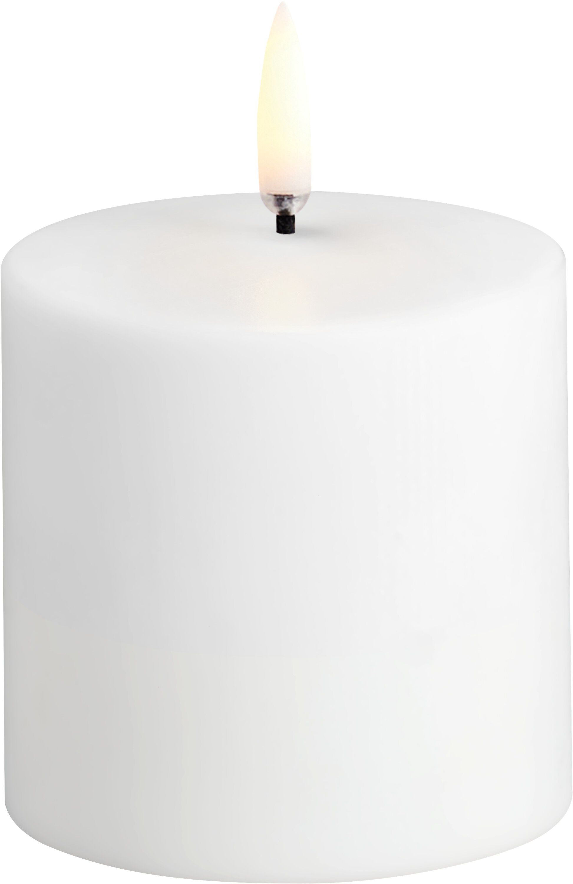 LED rechargeable pillar, White plain, 6,8x6,8 cm