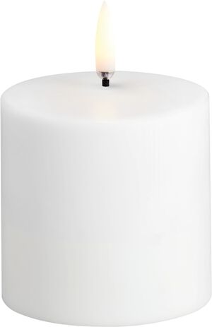 LED rechargeable pillar, White plain, 6,8x6,8 cm
