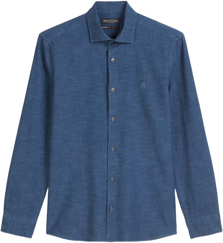 Spread collar, long sleeve, round h