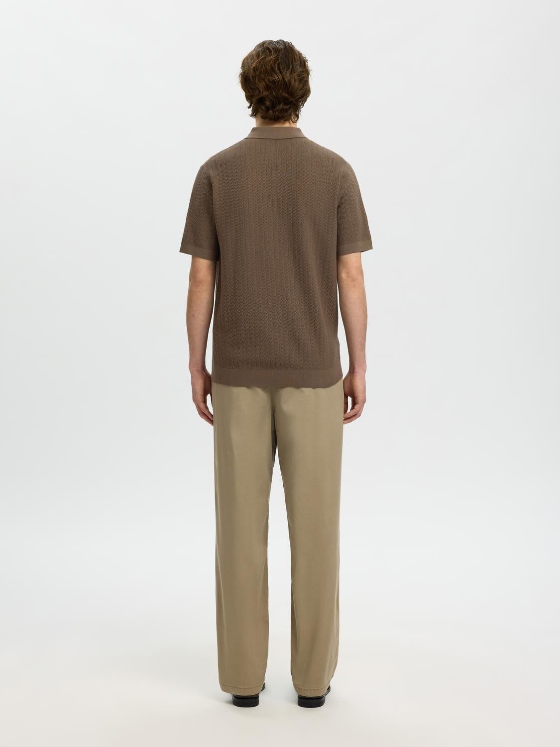 SLHCRAN SS KNIT STRUCTURE ZIP POLO