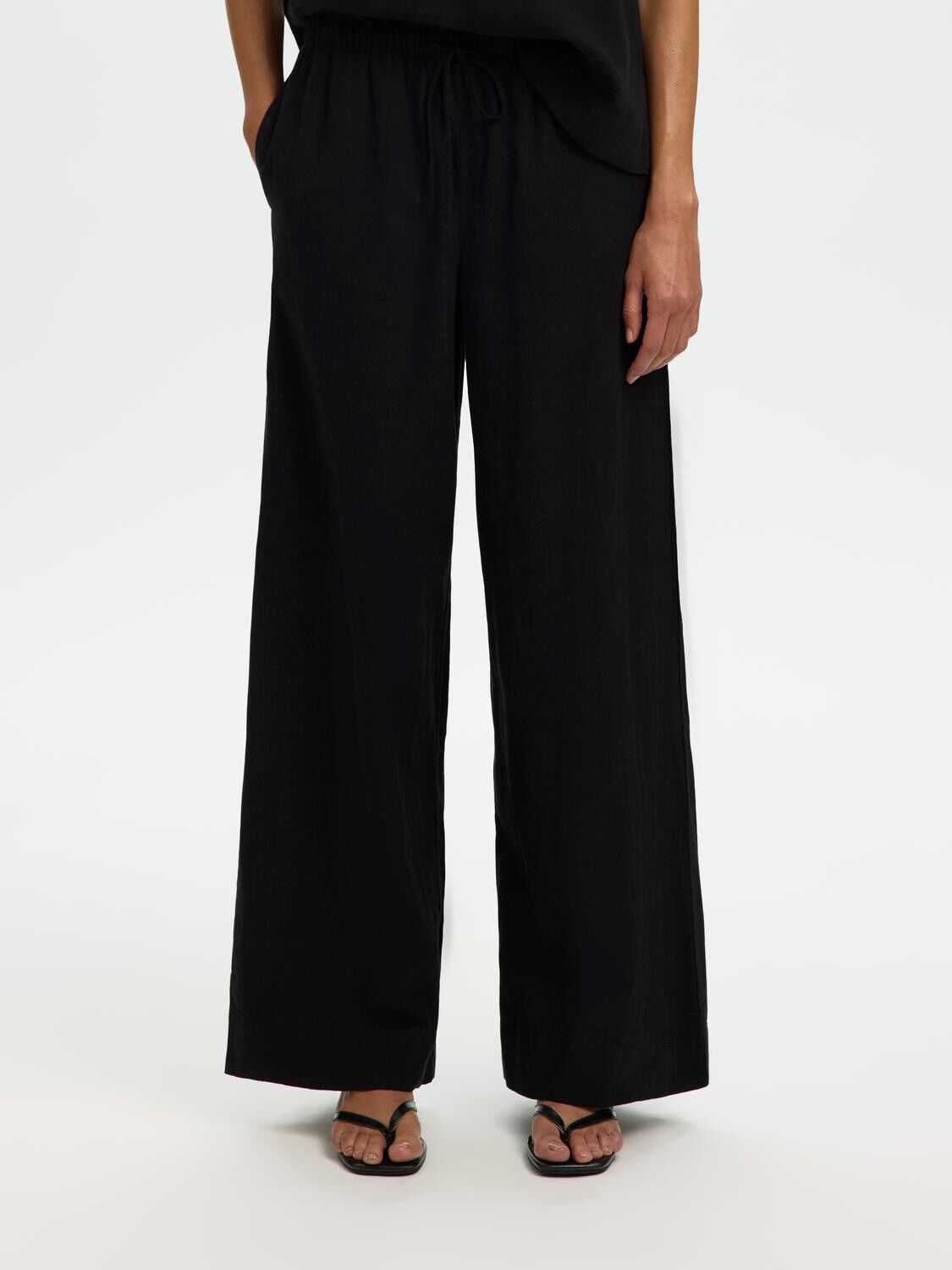 SLWLUISA MW WIDE LINEN BLEND PANT N