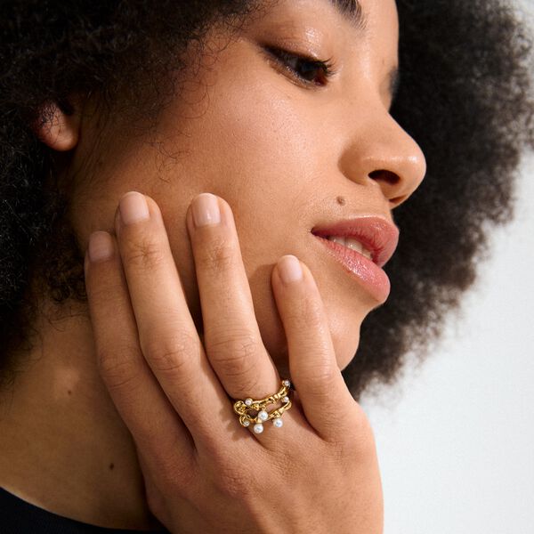 HADLEY ringe, 2-i-ét sæt, guldbelag