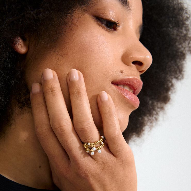 HADLEY ringe, 2-i-ét sæt, guldbelag