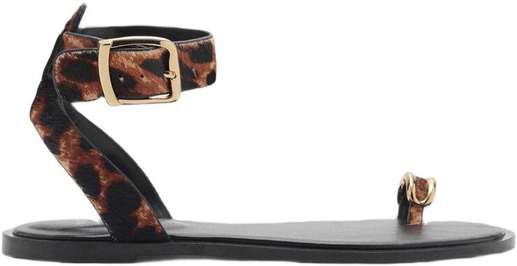 Animal print leather sandals