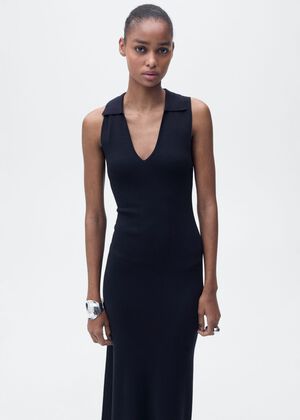 Knitted midi-dress with lapels