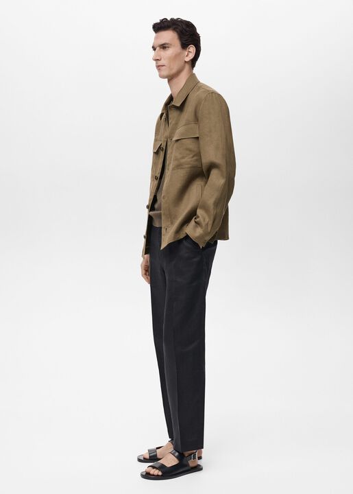 100% linen overshirt with pockets