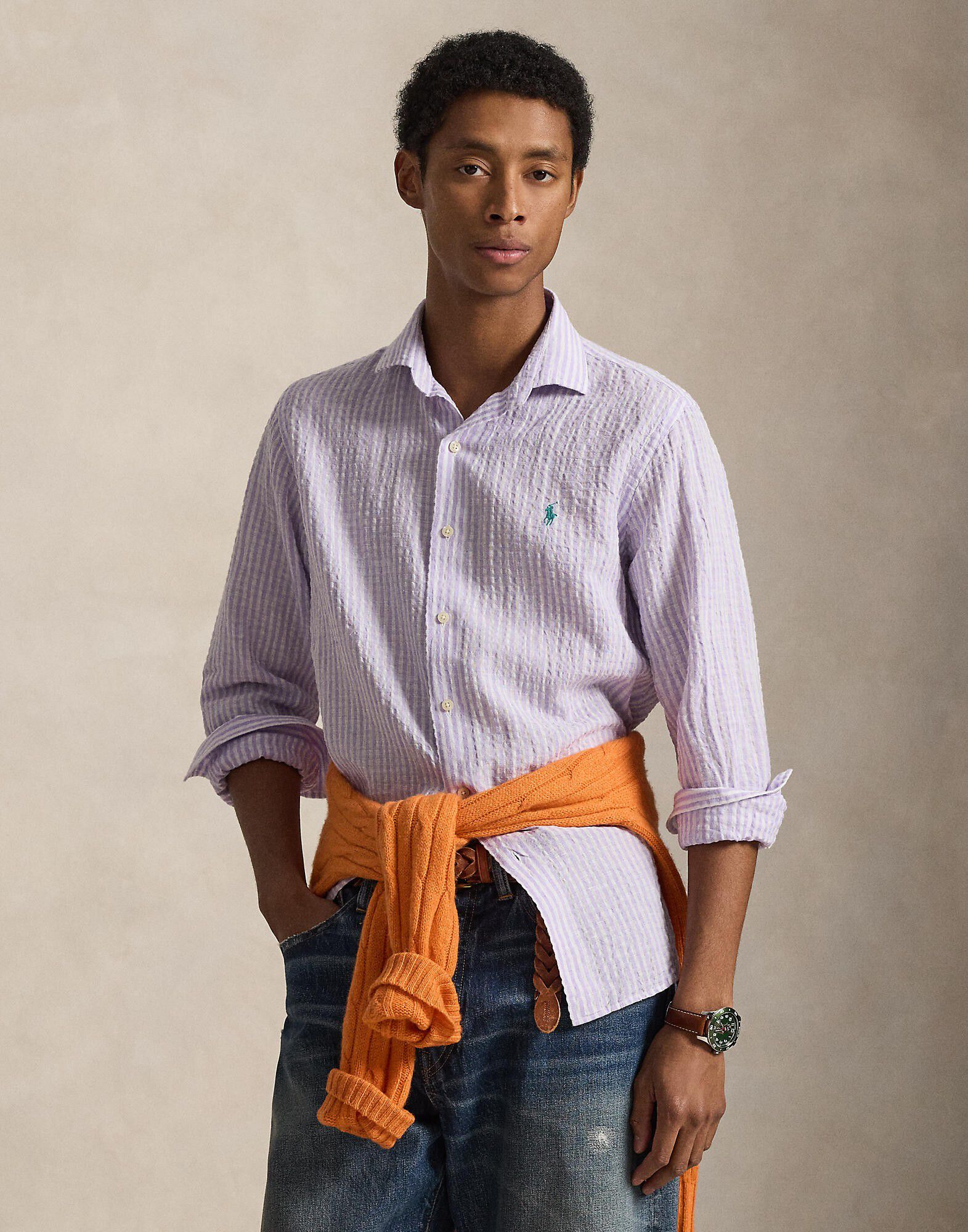 SEERSUCKER LINEN-WVN-SHIRT