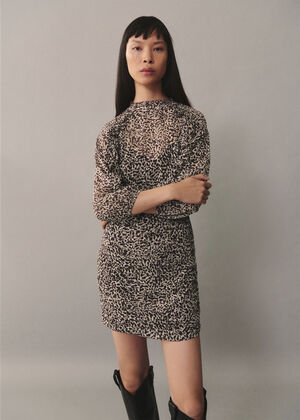 Leopard print draped dress